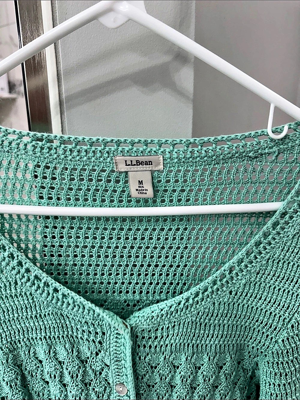 L.L.Bean Open Knit Button Front Cardigan - Picture 3 of 6